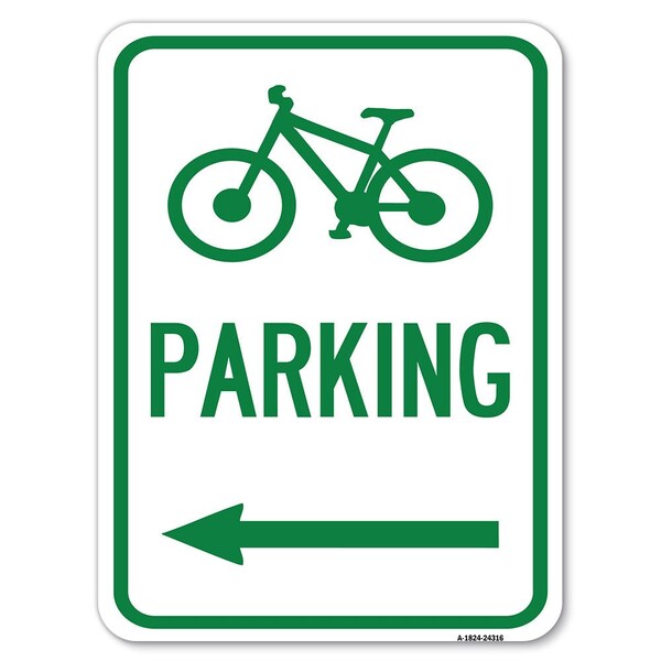 Signmission BicycleParking Left Arrow Heavy-Gauge Aluminum Rust Proof Parking Sign, 18" x 24", A-1824-24316 A-1824-24316 - main